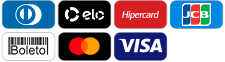 Opções de pagamento:
                                        Visa, Elo, Hipercard, JCB, Boleto, Mastercard